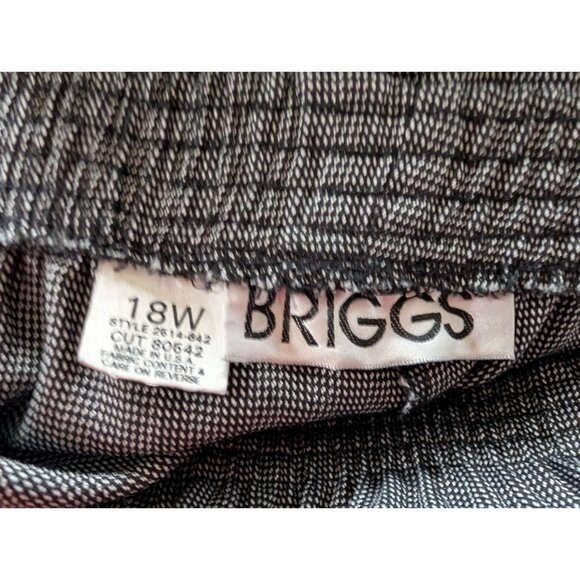 Briggs Womens Plus Size 18W Elastic Waist Gray Black Checkered Pants - Picture 3 of 5
